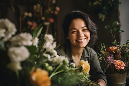 Portrait of entrepreneur of flower shop. Small business concept