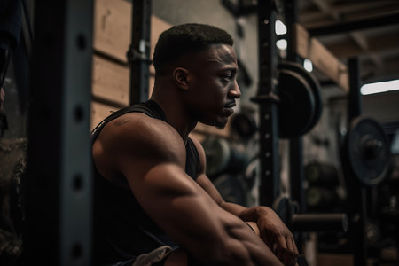 Healthy young male athlete doing fitness workoutの素材