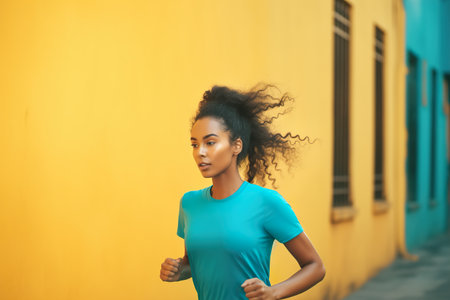 A sport woman-runner have daily morning running in urban cityの素材
