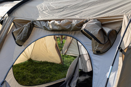 Camping tent with two enters on Zipper