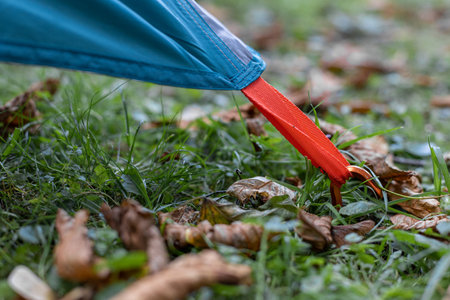 tent pegs for strong winds and storms protectionの写真素材