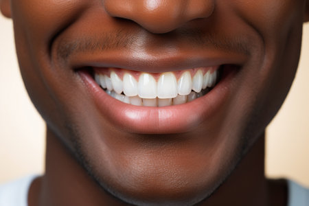 Perfect healthy teeth smile of a young man. Teeth whiteningの素材