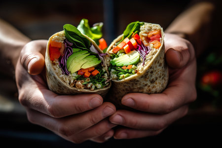 Tasty vegan burrito with fresh vegetablesの素材