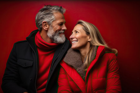 Attractive lovely couple love each other and celebrate St. Valentines Dayの素材