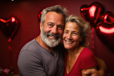 Attractive lovely couple love each other and celebrate St. Valentines Dayの素材