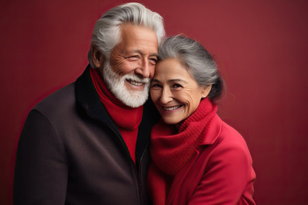 Attractive senior couple love each other and celebrate St. Valentines Dayの素材