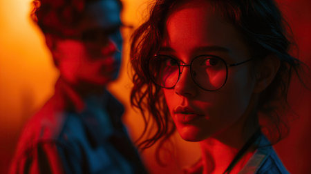 Close up Portrait of young and attractive woman looking at cameraの素材