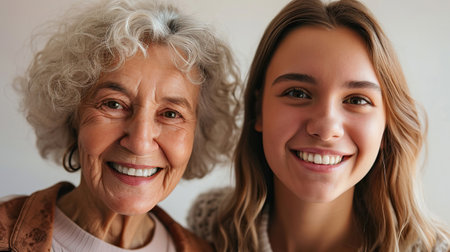 Beautiful smiling woman of different ages side by sideの素材