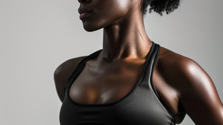 close up an attractive sporty woman athlete body isolated on color backgroundの素材