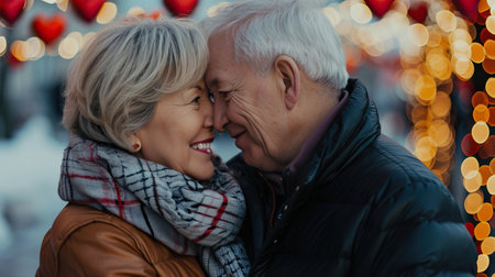 A close-up portrait of an older couple who sincerely love each otherの素材