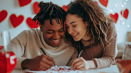 Romantic couple spending cheerfully time together on St Valentines dayの素材