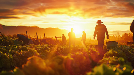 Farmers and business professionals collaborating on sustainable food distributionの素材