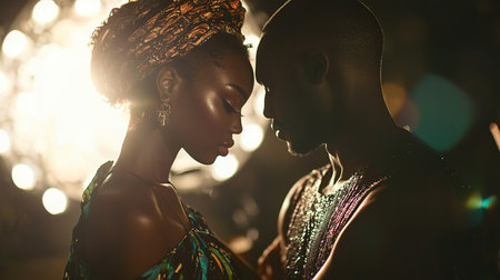 Photographer capturing intimate moment between model and subject in studio settingの写真素材