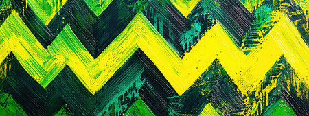 Bold zigzag patterns in chartreuse with neon streaks create dynamic visual impactの素材