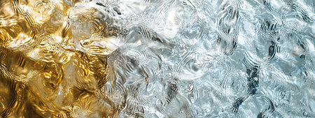 Liquid metallic textures showcase shimmering silver and gold reflectionsの素材