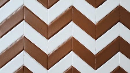 Brown and white zigzag pattern on textured surface enhances interior decorの素材