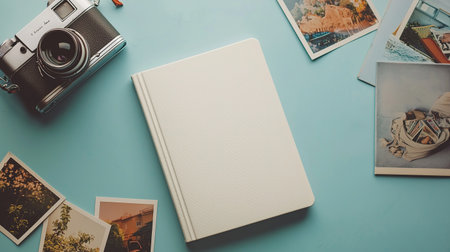 Coffee mug, tablet, and eyeglasses arranged on an orange desk during a quiet morning workspaceの素材