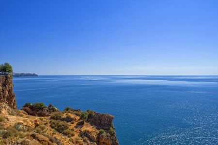Panoramic view on Antalya city and Mediterranean Sea from the Beach park. Antalya, Turkey.の写真素材