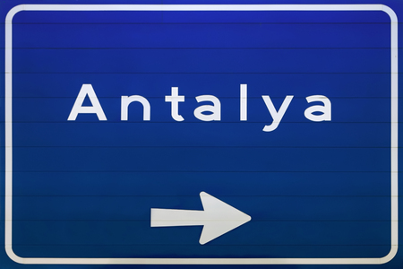 Detailed blue sign of the Antalya city.の写真素材
