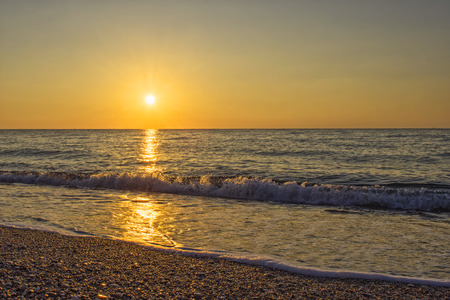 Golden sunrise at Mediterranean Sea - Kemer, Turkey.の写真素材
