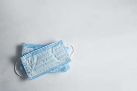 Several Blue Medical Protective Mask White Backgroundの写真素材