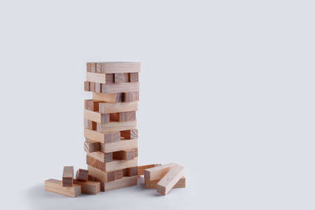 Blocks wooden bricks on a white background from the board gameの写真素材