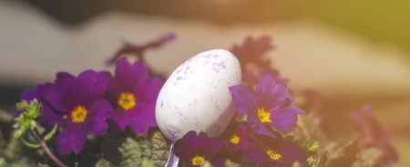 Purple Easter egg in beautiful purple colors. Easter composition