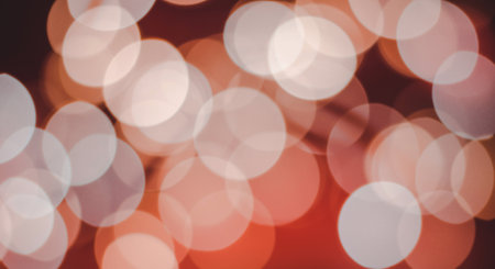 Banner photo bokeh of white and yellow lights on a red backgroundの写真素材