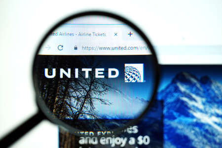Los Angeles, California, USA - May 19 2020 : Official website of United . Homepage of firm