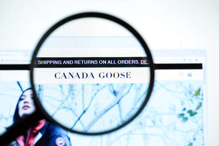 Miami, Florida, USA - 01 July 2020: Official website, homepage of Canada Goose logo visible on display screenのeditorial素材