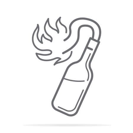 Coctail Molotova, handmade bomb line icon, outline vector sign, linear style pictogram isolated on white. Symbol, logo illustration. Editable strokeのイラスト素材