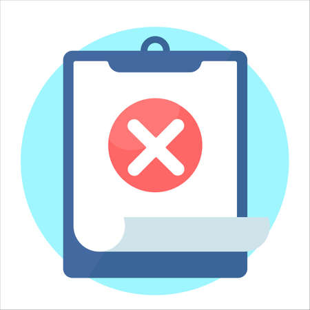 Tablet with x on red sircle concept illustration. flat design vector eps10, simple and modern graphic element for app or web uiのイラスト素材