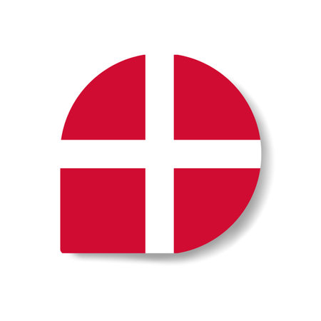 Denmark drop flag icon with shadow on white background.のイラスト素材