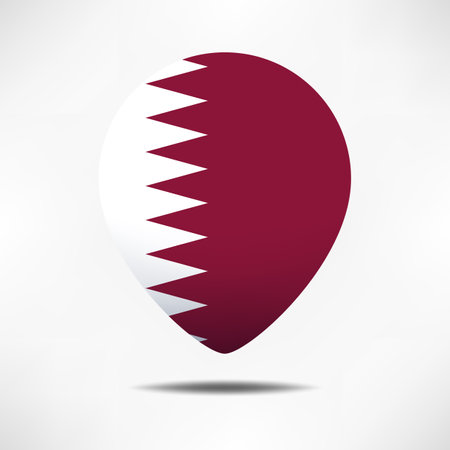 Qatar map pointers flag with shadow. Pin flagのイラスト素材