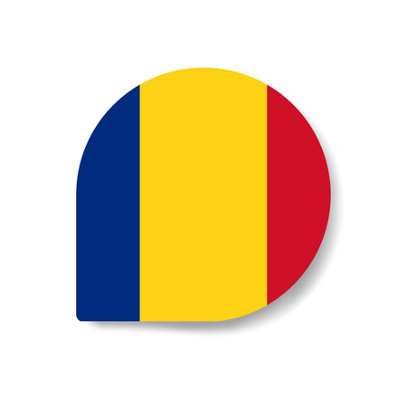 Romania drop flag icon with shadow on white background.のイラスト素材