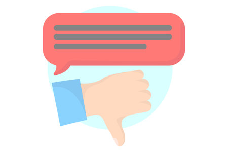 Thumbs down hand and negative review. Shopping flat style icons in red and blue colorsのイラスト素材
