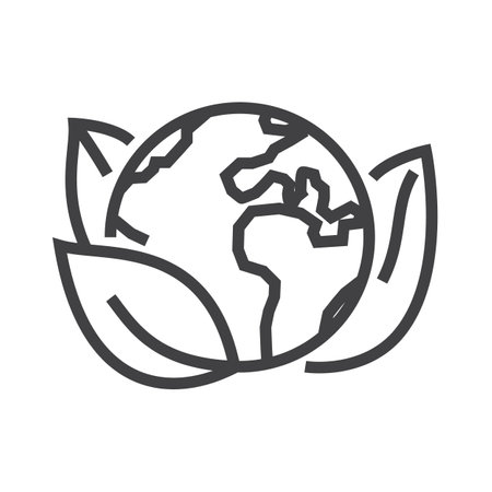 Globe with tree leaves. Ecology icons. Editable stroke.のイラスト素材