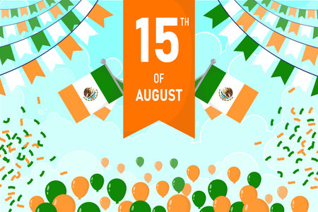 Happy Independence Day in India Holiday Poster, greeting card, bannerのイラスト素材