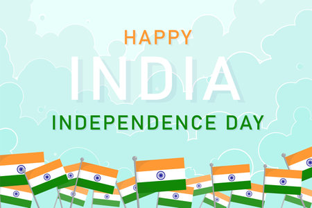 Happy Independence Day in India Holiday Poster, greeting card, bannerのイラスト素材