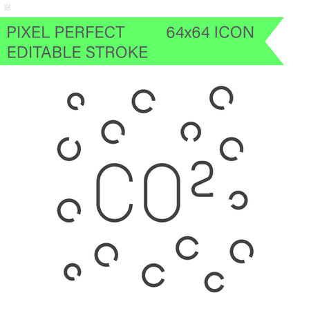 CO2 particles ecology icons .Editable Stroke. 64x64 Pixel Perfect.のイラスト素材
