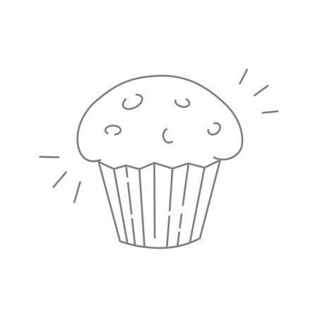 Cupcake icon line art, editable stroke.のイラスト素材