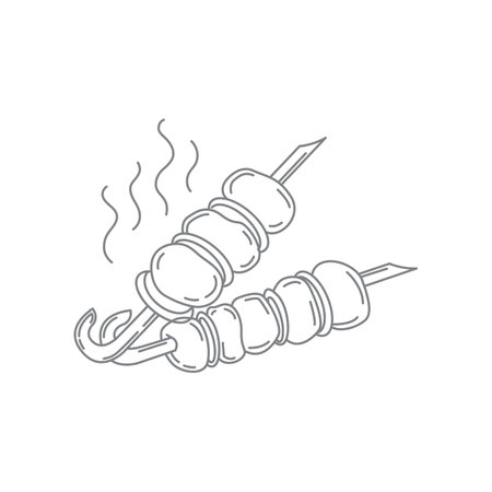 barbecue icon line art, editable stroke.のイラスト素材
