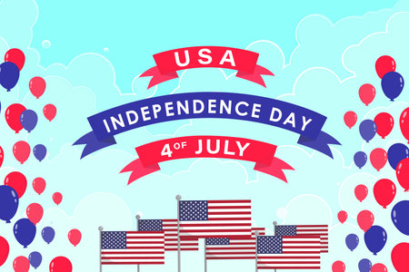 Usa independence day  greeting card, banner. 4 st of July national holiday design. Simple vector illustration.のイラスト素材