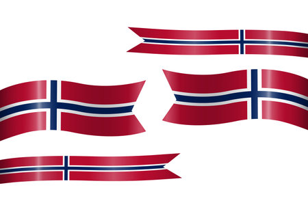 set of flag ribbon with colors of Norway for independence day celebration decorationのイラスト素材