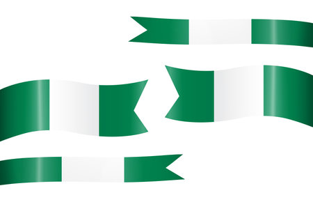 set of flag ribbon with colors of Nigeria for independence day celebration decorationのイラスト素材