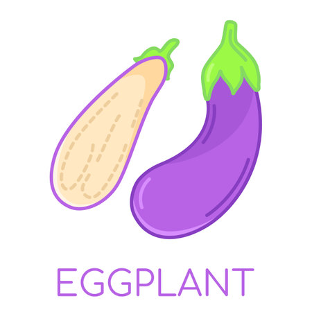 Eggplant vegetable lcolored icons illustrationのイラスト素材