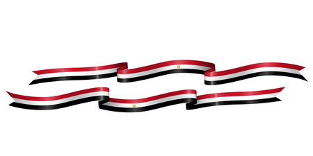 set of flag ribbon with colors of Egypt for independence day celebration decorationのイラスト素材