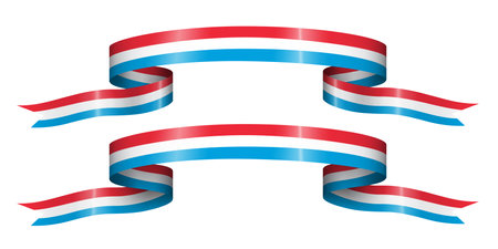 set of flag ribbon with colors of Luxembourg for independence day celebration decorationのイラスト素材
