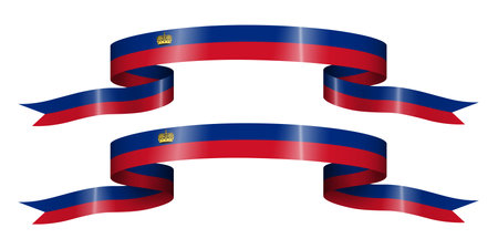 set of flag ribbon with colors of Liechtenstein for independence day celebration decorationのイラスト素材