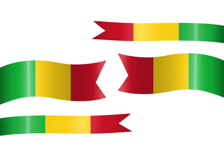 set of flag ribbon with colors of Mali for independence day celebration decorationのイラスト素材